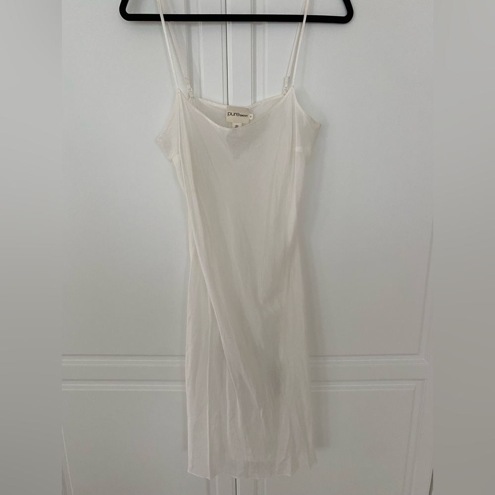 Pure DKNY Cream Slip Dress with Adjustable Straps; cotton and silk; S